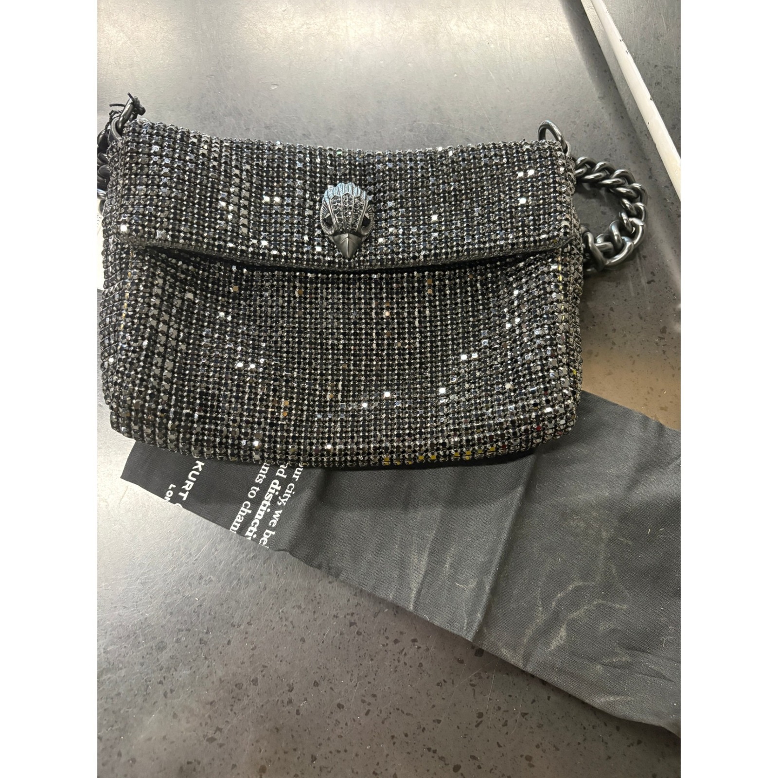 Kurt Geiger London Small Shoreditch Party Shoulder Bag Black Crystal Eagle Head
